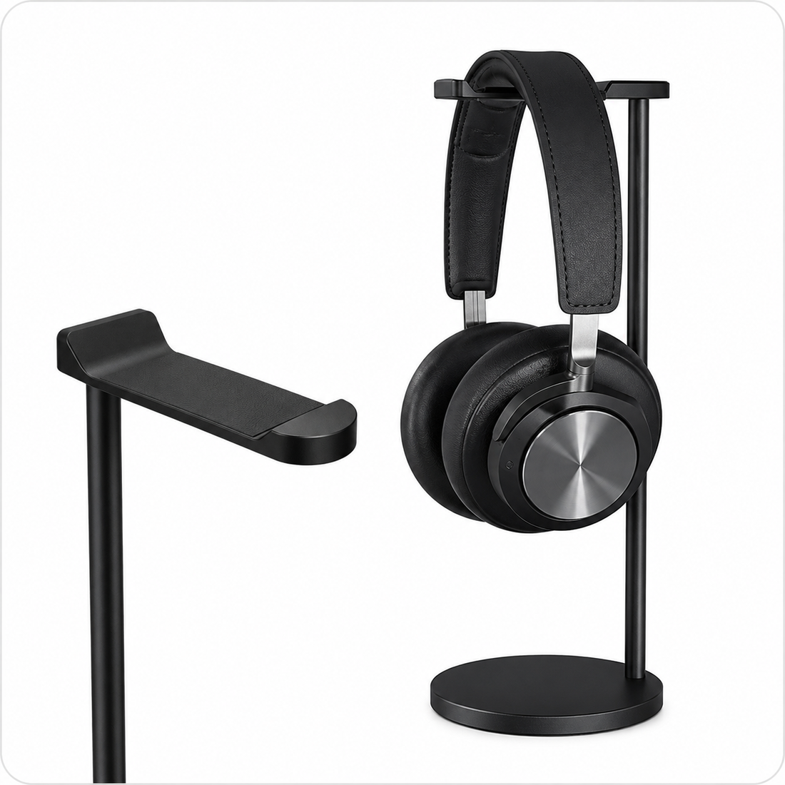 Support casque gaming en aluminium sur un bureau