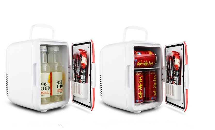 Mini frigo compact 4 litres chaud et froid pour voiture, coloris bleu, rose et blanc