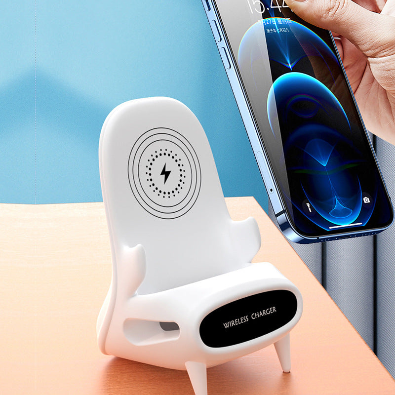 Support téléphone de bureau en forme de mini chaise avec chargeur sans fil 10W