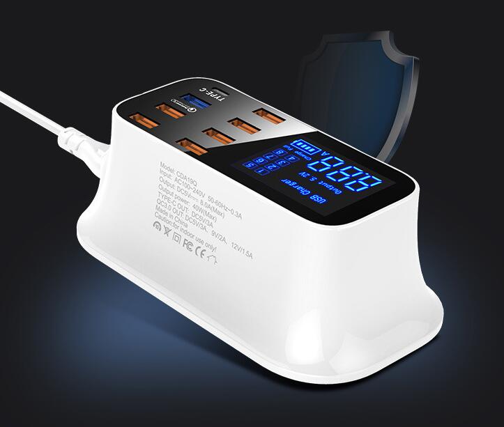 Station de charge USB 8 ports avec Quick Charge 3.0 et écran LED
