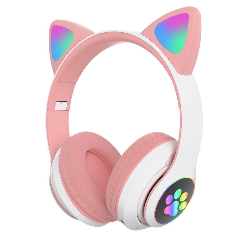 Casque Bluetooth à oreilles de chat lumineuses LED RGB
