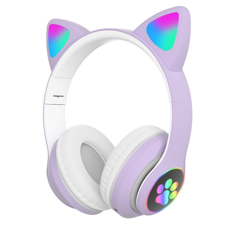 Casque Bluetooth à oreilles de chat lumineuses LED RGB