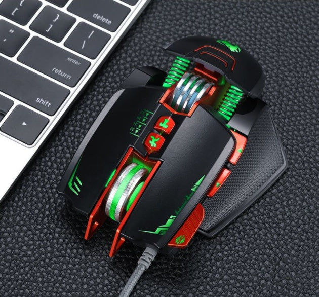 Souris gaming filaire Thunder Wolf V9 2500 DPI avec éclairage RGB et poids réglable