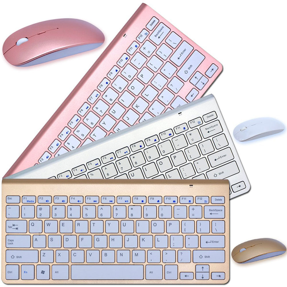 Combo clavier et souris sans fil mini portable 2,4 GHz, coloris or, argent et rose