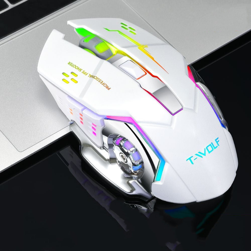 Souris gaming sans fil 2400 DPI rétroéclairée ergonomique à 6 boutons