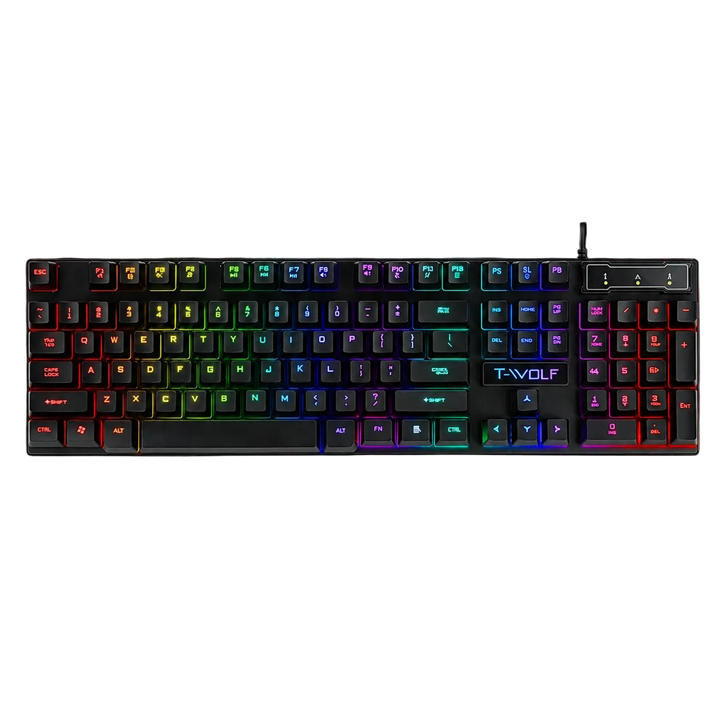 Clavier gaming filaire T20 noir avec rétroéclairage RGB multicolore