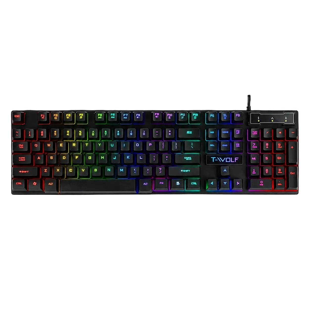 Clavier gaming filaire T20 noir avec rétroéclairage RGB multicolore