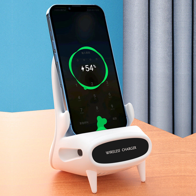 Support téléphone de bureau en forme de mini chaise avec chargeur sans fil 10W