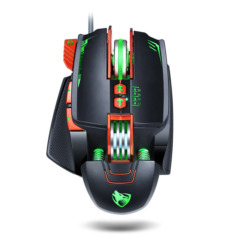 Souris gaming filaire Thunder Wolf V9 2500 DPI avec éclairage RGB et poids réglable