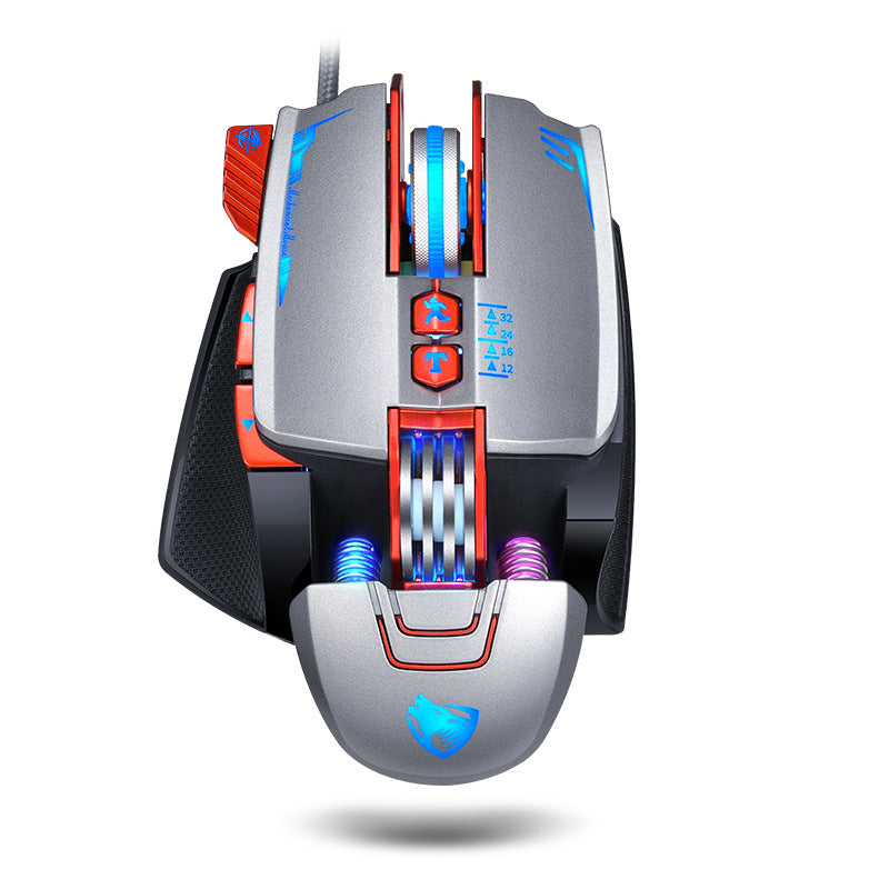 Souris gaming filaire Thunder Wolf V9 2500 DPI avec éclairage RGB et poids réglable
