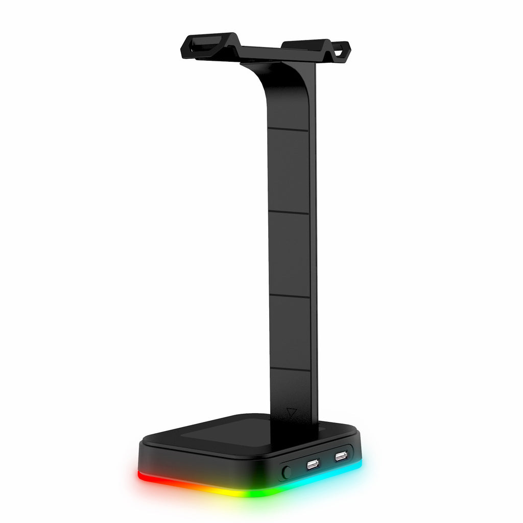 Support casque gaming RGB 2-en-1 avec multiprise USB intégrée