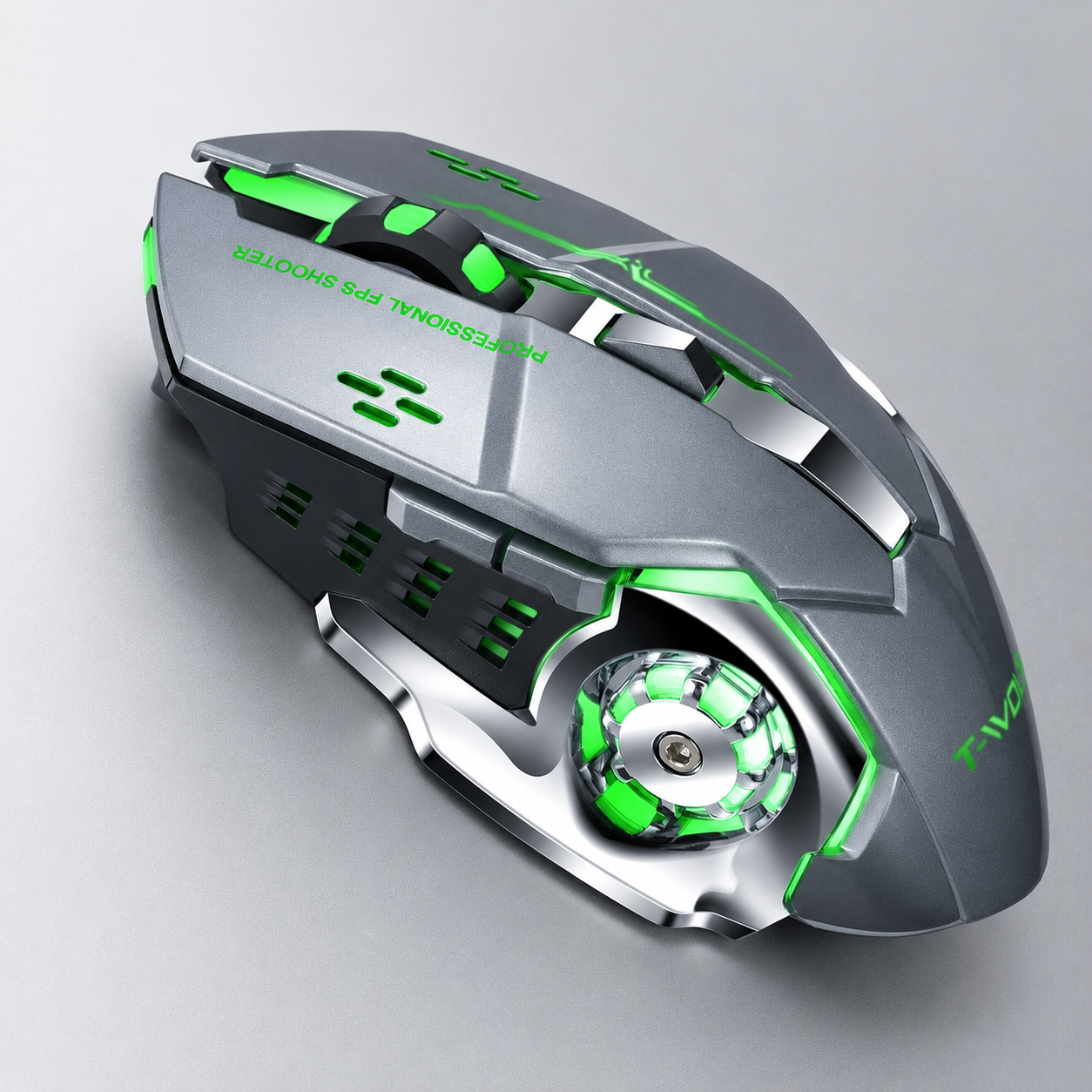 Souris gaming sans fil 2400 DPI rétroéclairée ergonomique à 6 boutons