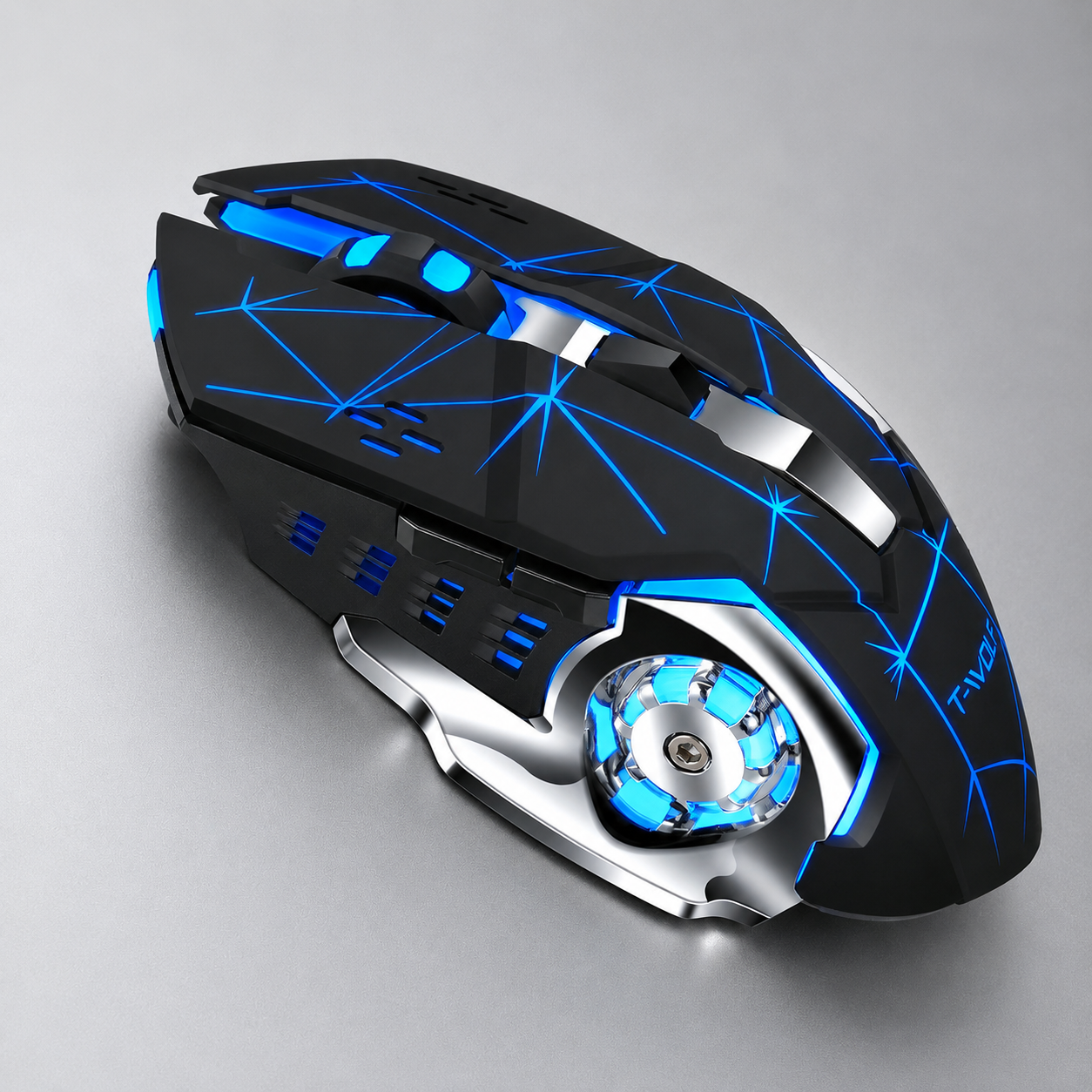 Souris gaming sans fil 2400 DPI rétroéclairée ergonomique à 6 boutons