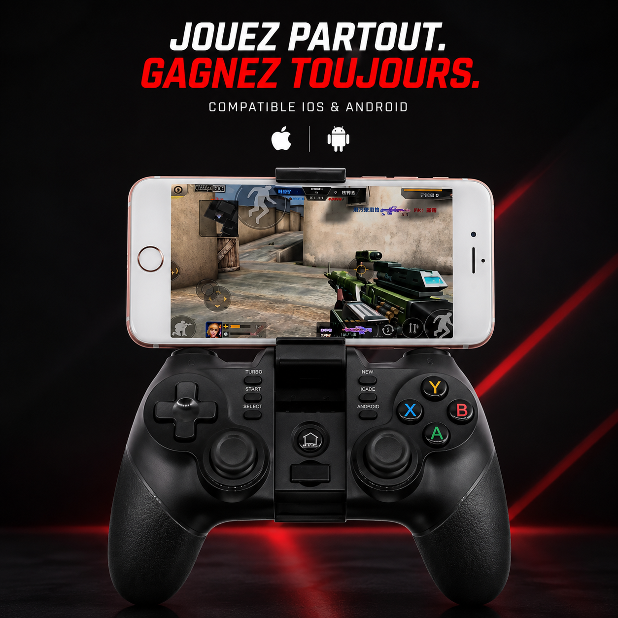Manette de jeu filaire USB pour PC, Android et iOS