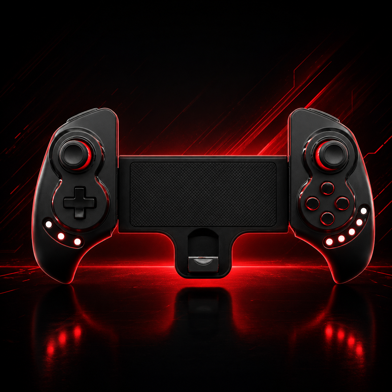 Manette de jeu ajustable pour smartphone et tablette, coloris noir et rouge