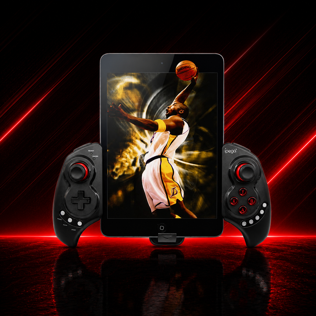 Manette de jeu ajustable pour smartphone et tablette, coloris noir et rouge