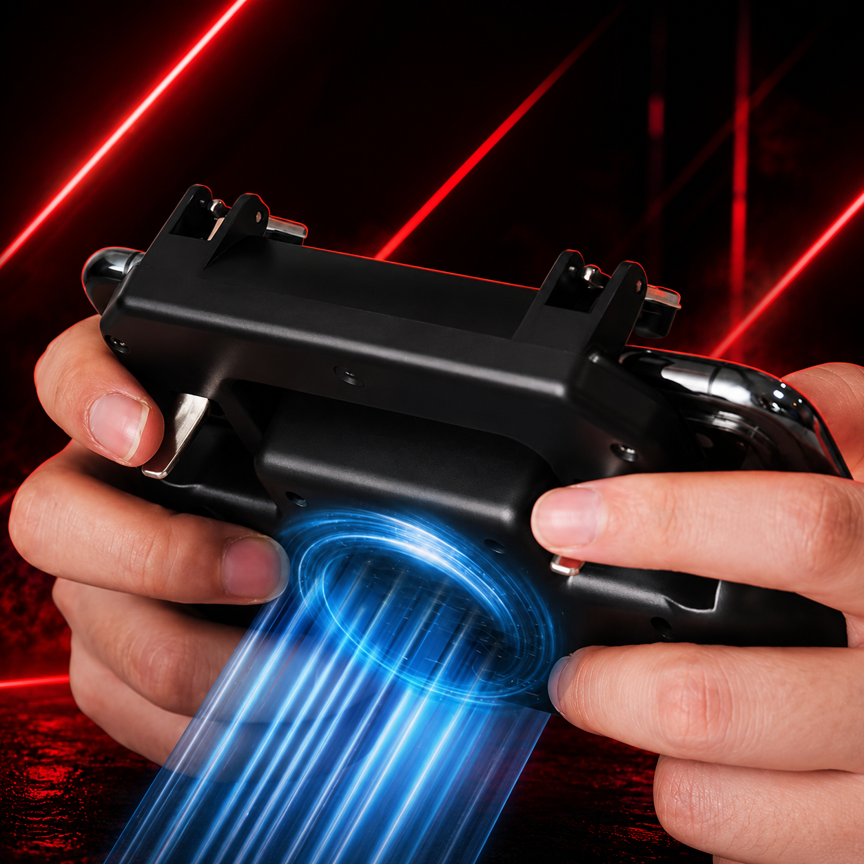 Manette gaming mobile 5-en-1 avec ventilateur refroidissant et batterie externe