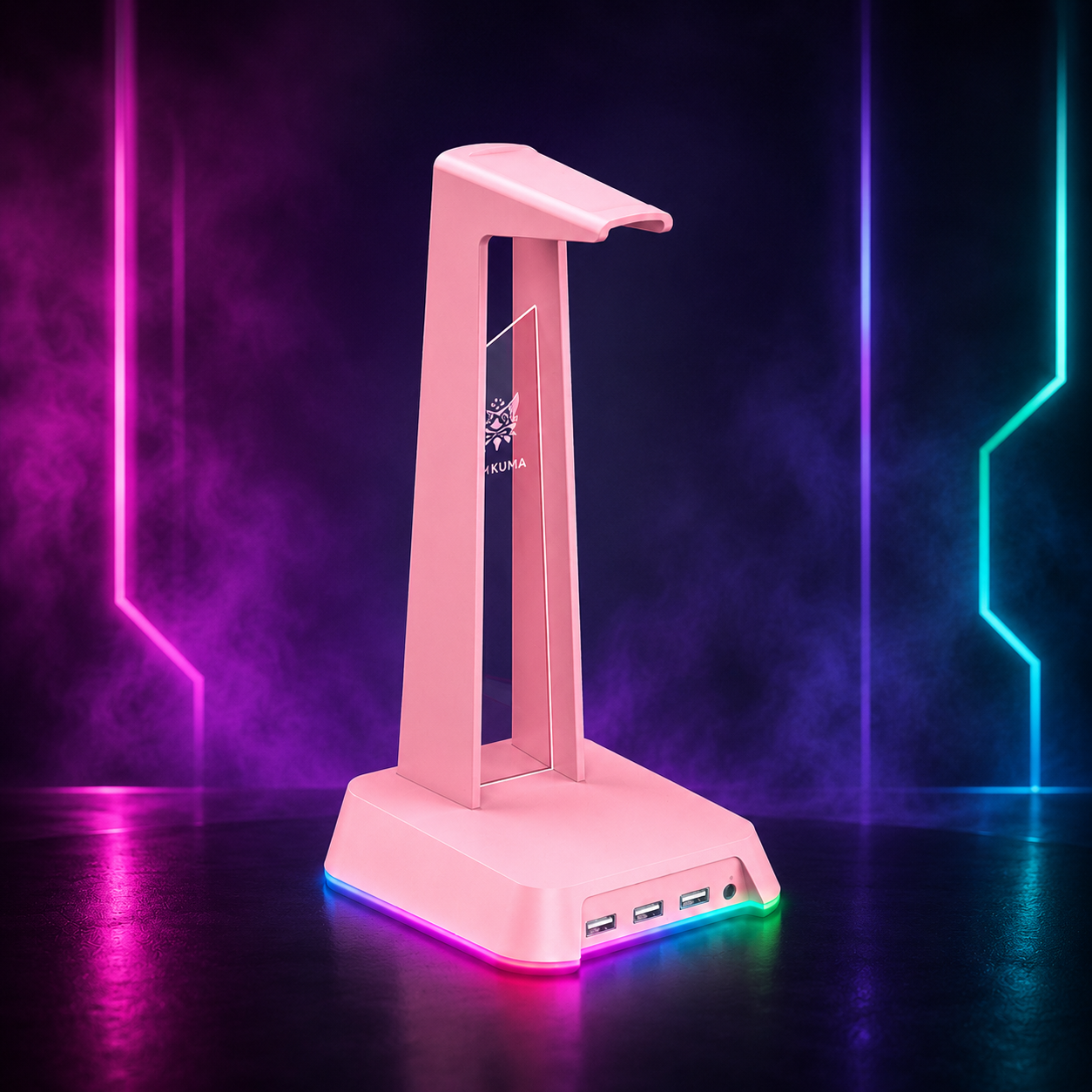 Support casque gaming RGB ST2 avec base LED détachable et ports USB