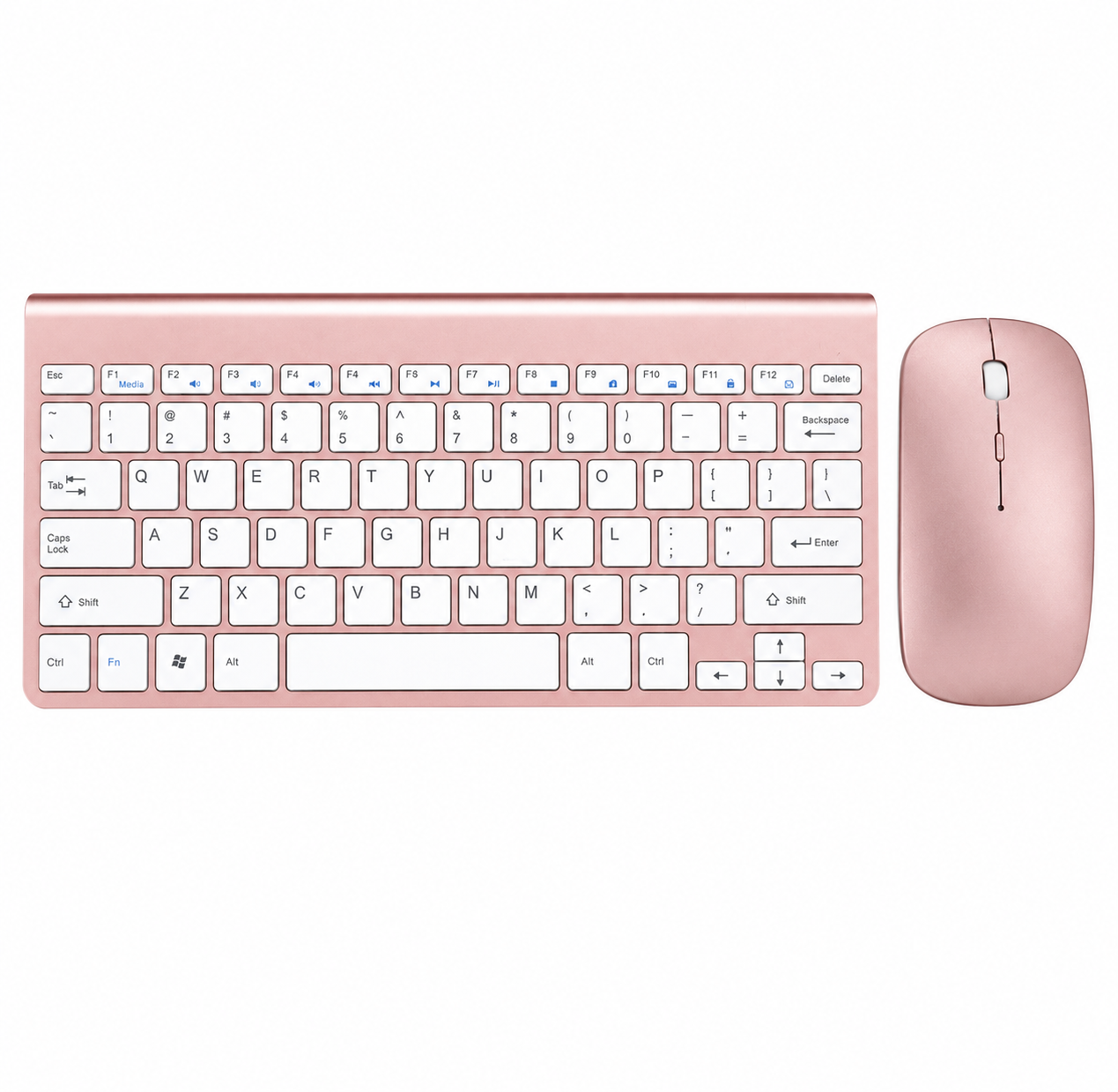 Combo clavier et souris sans fil mini portable 2,4 GHz, coloris or, argent et rose