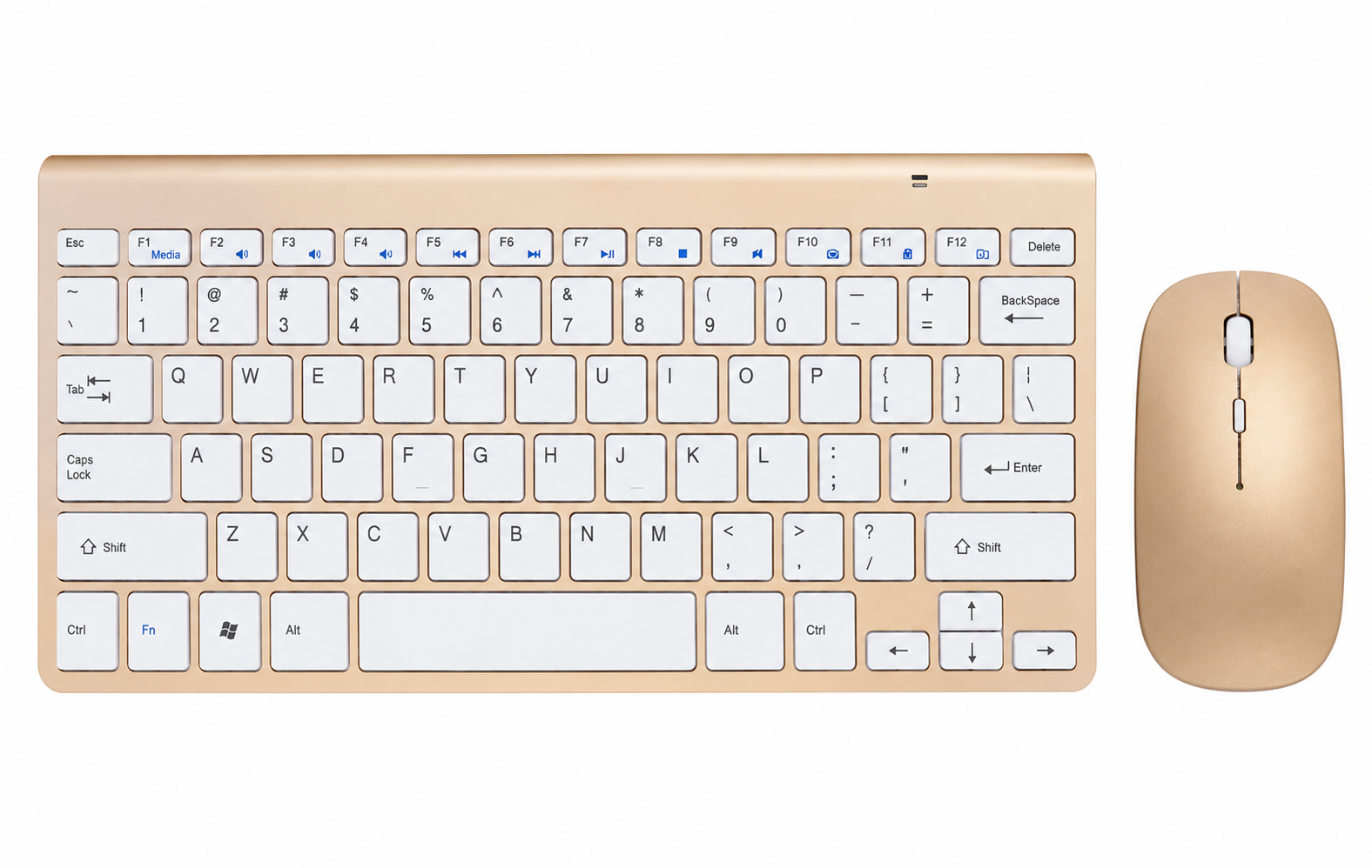 Combo clavier et souris sans fil mini portable 2,4 GHz, coloris or, argent et rose