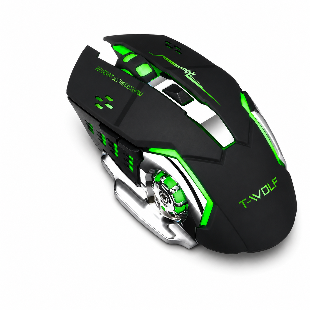Souris gaming sans fil 2400 DPI rétroéclairée ergonomique à 6 boutons
