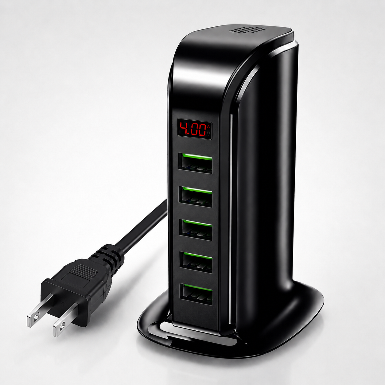 Chargeur USB 5 ports avec écran digital affichant l'intensité de charge