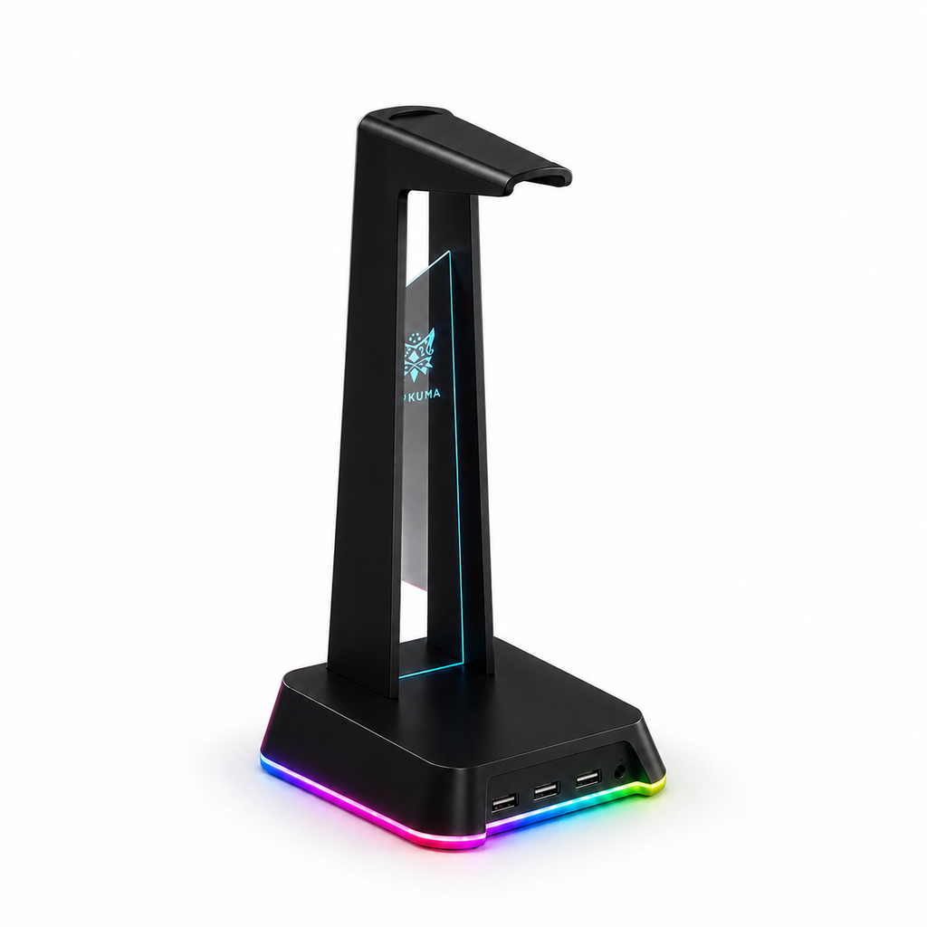 Support casque gaming RGB ST2 avec base LED détachable et ports USB