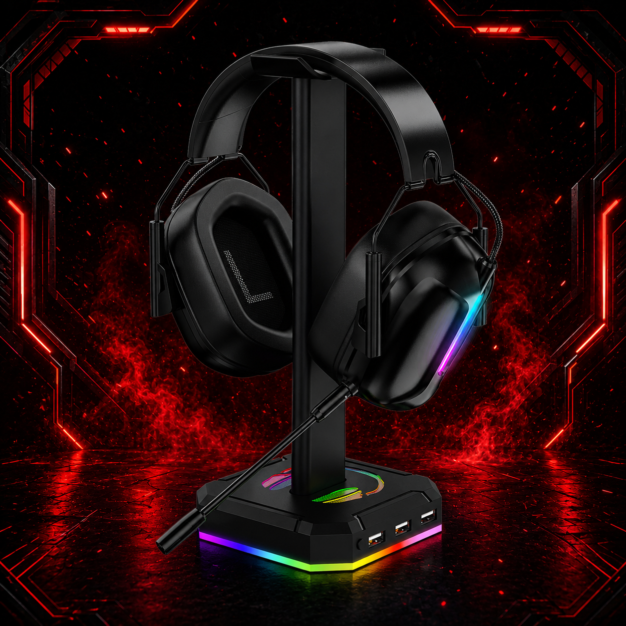 Support casque gaming RGB ZUOYA au design e-sport avec éclairage ambiant
