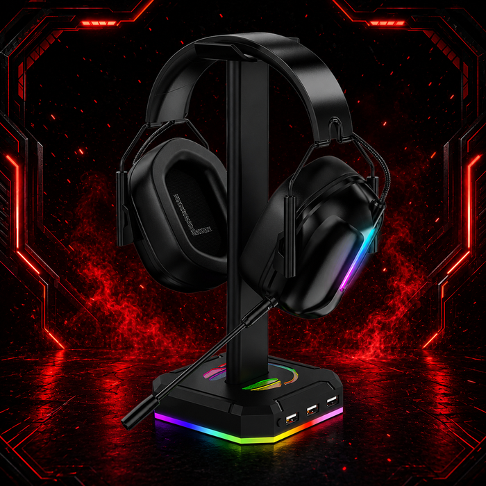 Support casque gaming RGB ZUOYA au design e-sport avec éclairage ambiant