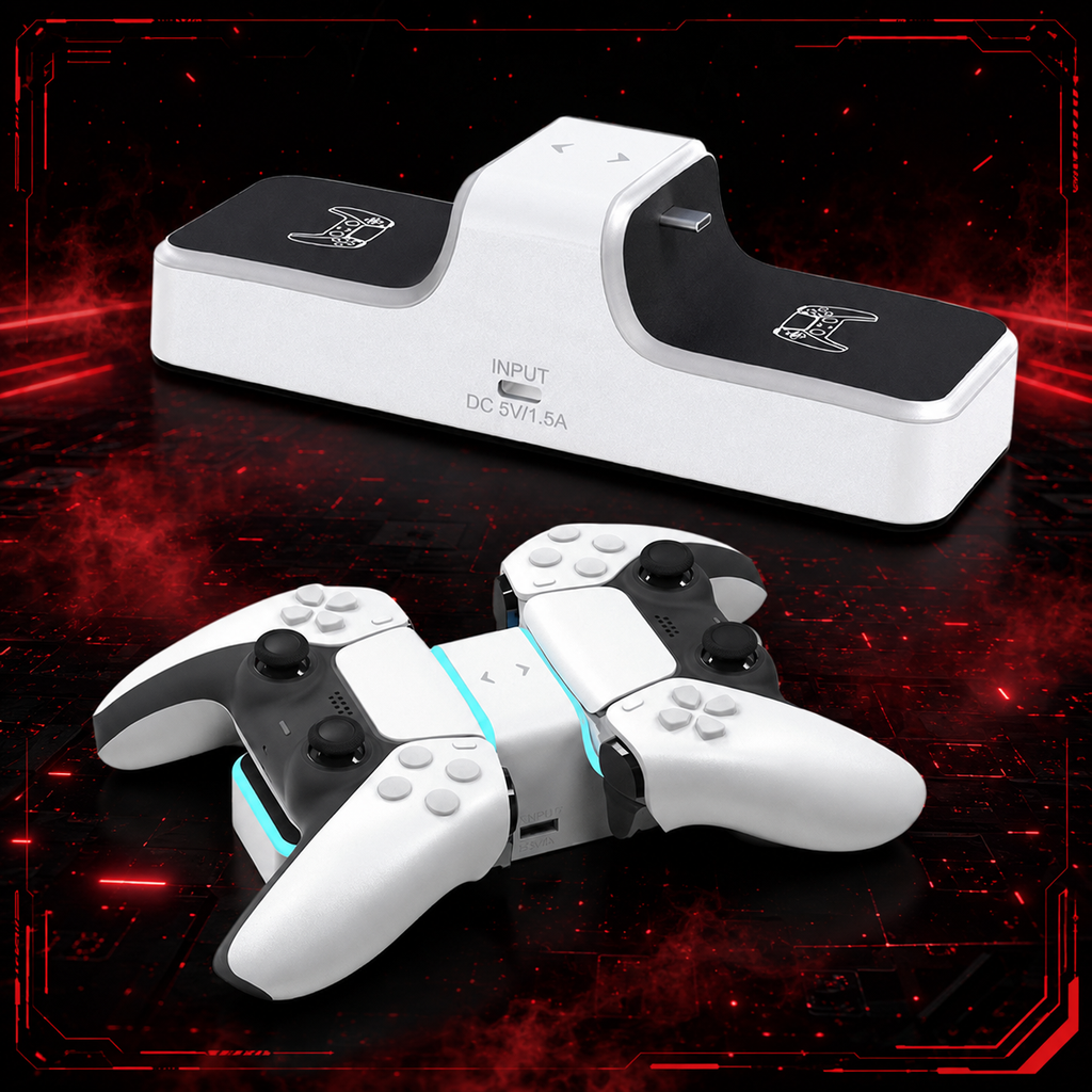 Station de charge double pour deux manettes PS5 DualSense avec indicateurs LED