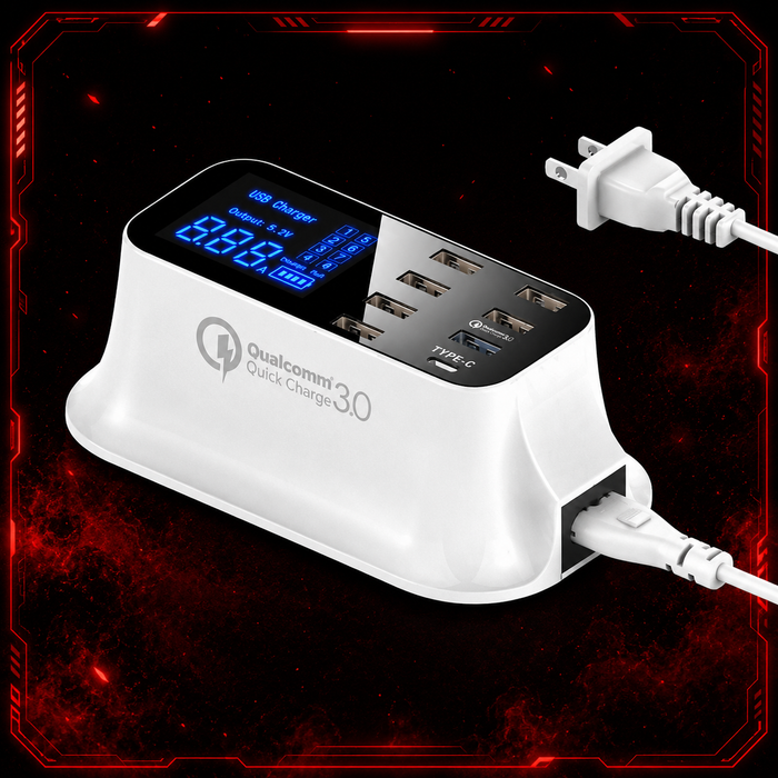 Station de charge USB 8 ports avec Quick Charge 3.0 et écran LED