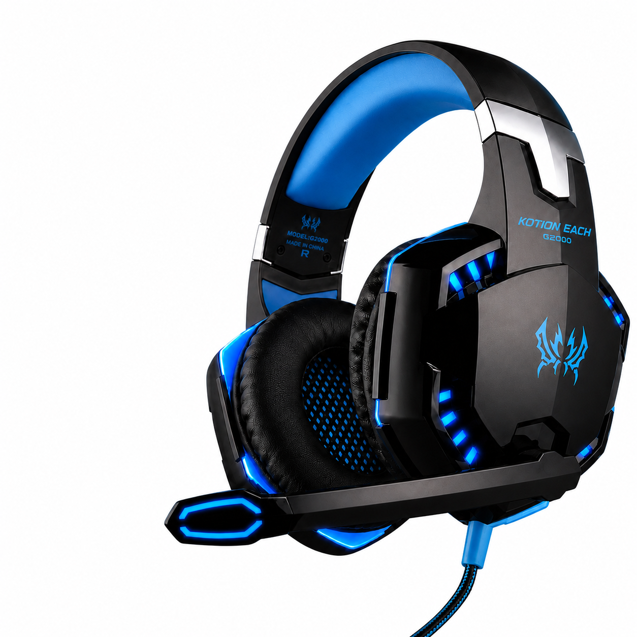 Casque gaming filaire surround noir et rouge avec micro et LED