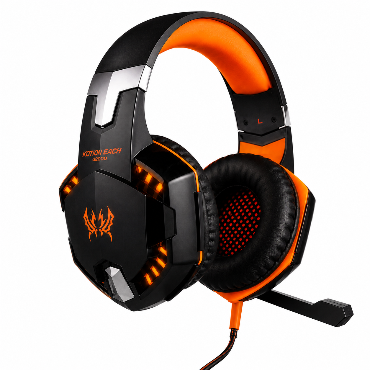 Casque gaming filaire surround noir et rouge avec micro et LED