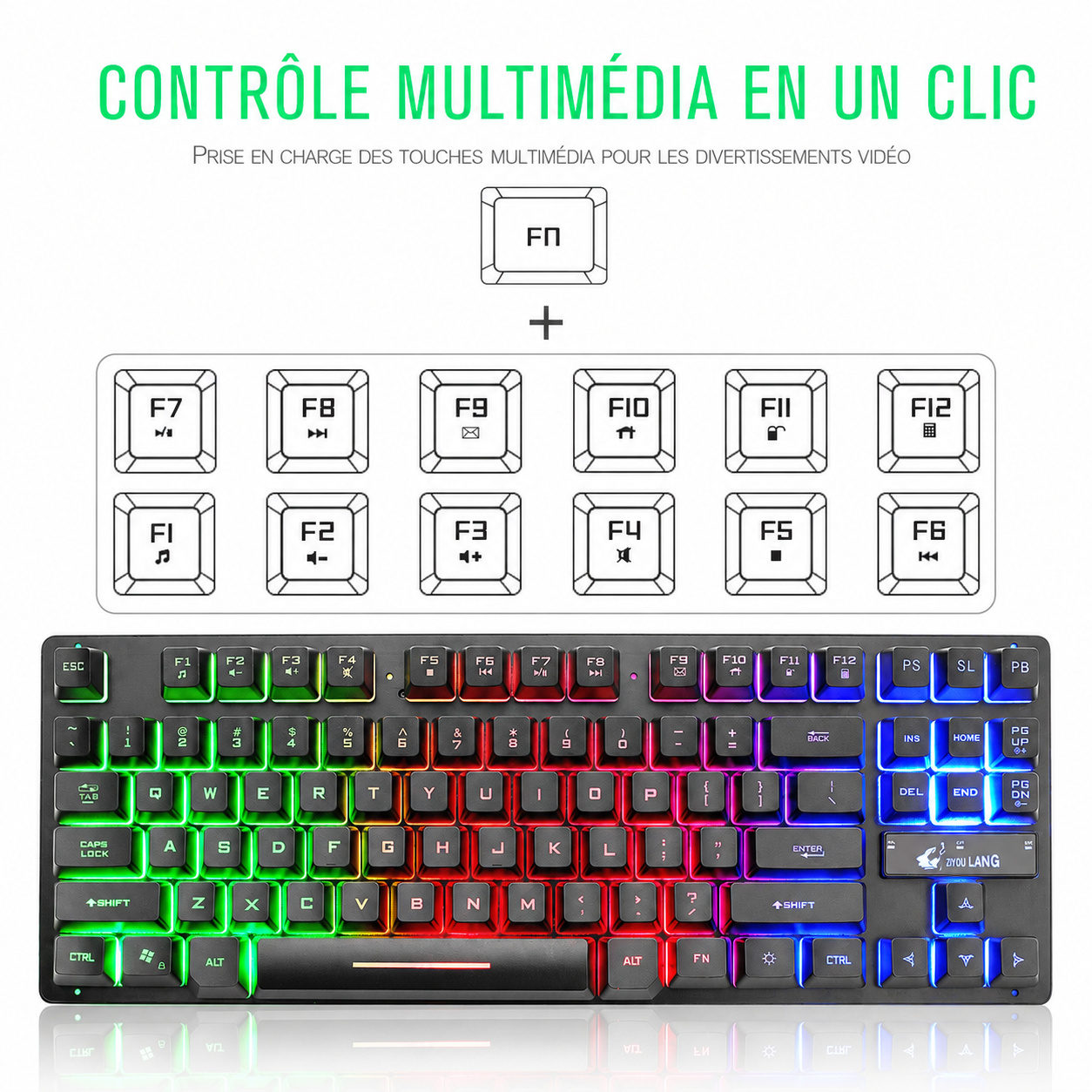 Clavier mécanique gaming filaire USB pour PC et ordinateur portable