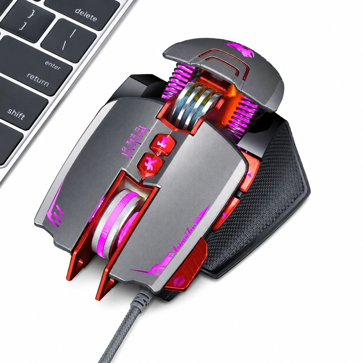 Souris gaming filaire Thunder Wolf V9 2500 DPI avec éclairage RGB et poids réglable