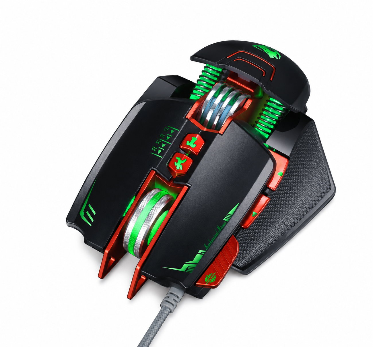 Souris gaming filaire Thunder Wolf V9 2500 DPI avec éclairage RGB et poids réglable
