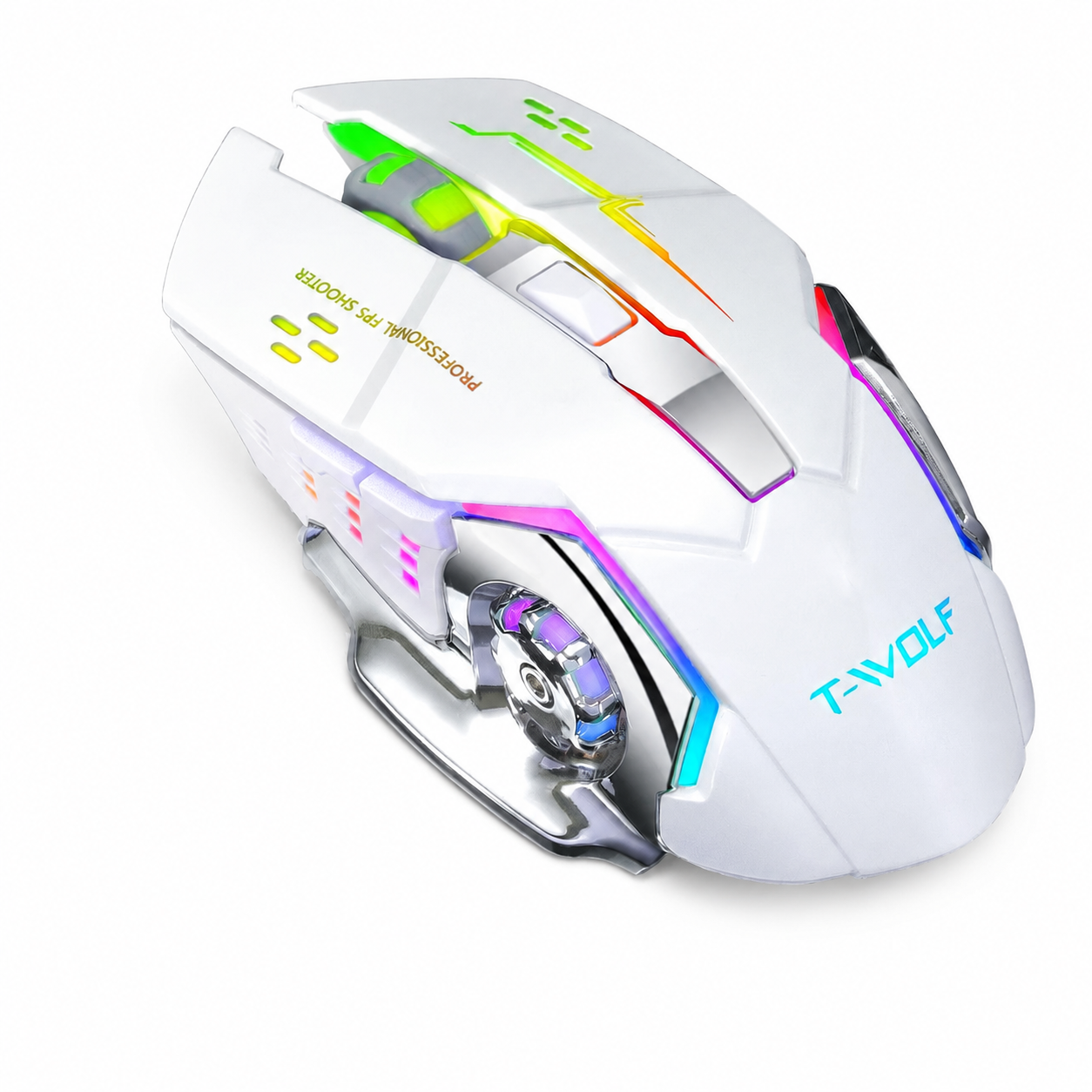 Souris gaming sans fil 2400 DPI rétroéclairée ergonomique à 6 boutons