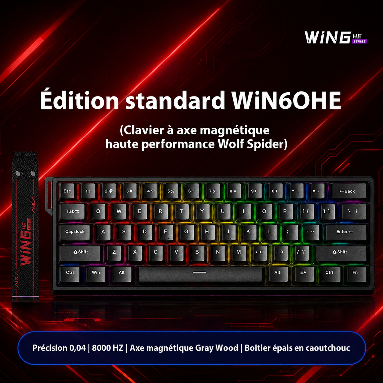 Clavier gaming magnétique WiN HE Standard Hall Effect avec rétroéclairage RGB