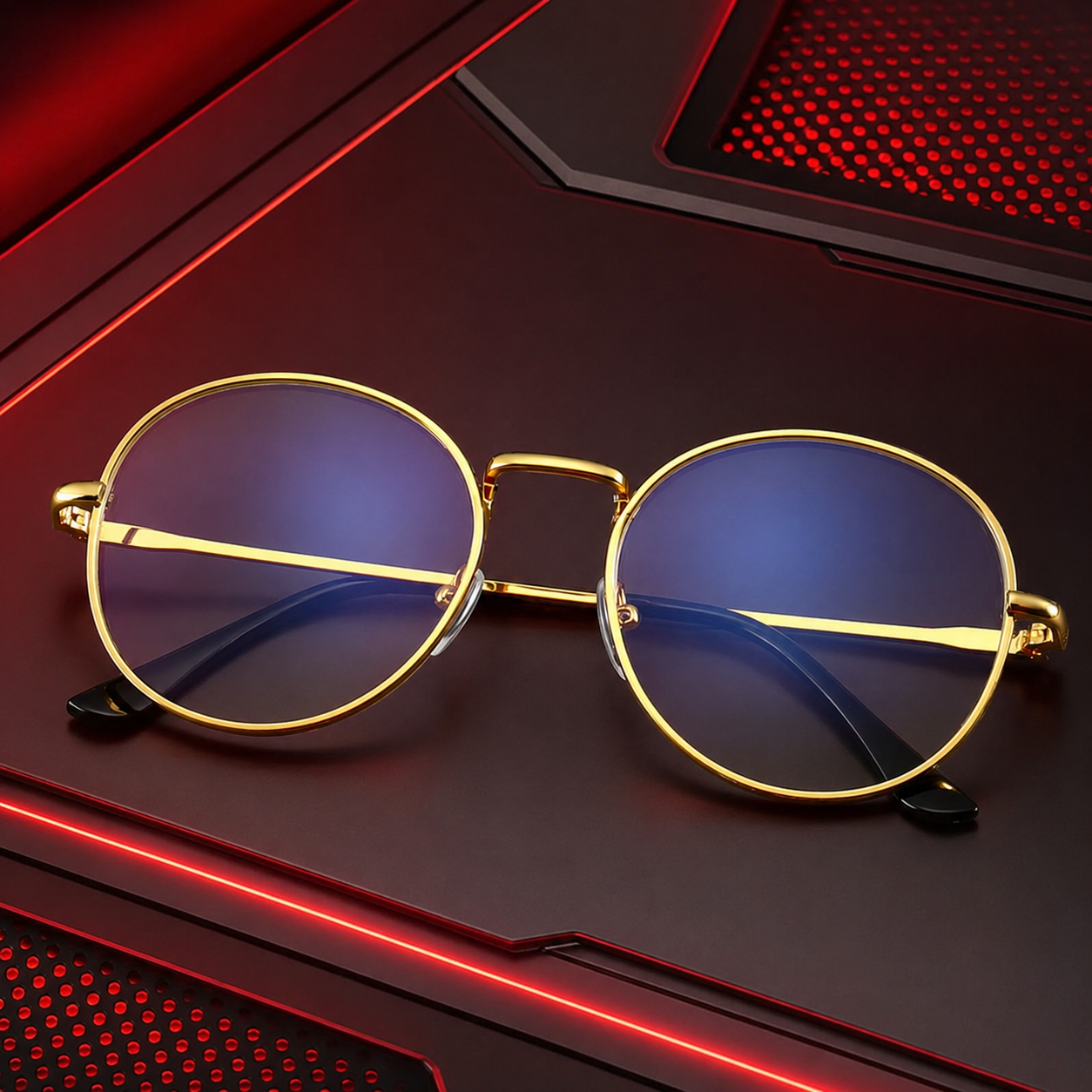 Lunettes anti-lumière bleue rondes en métal anti-fatigue – GaminGearstore