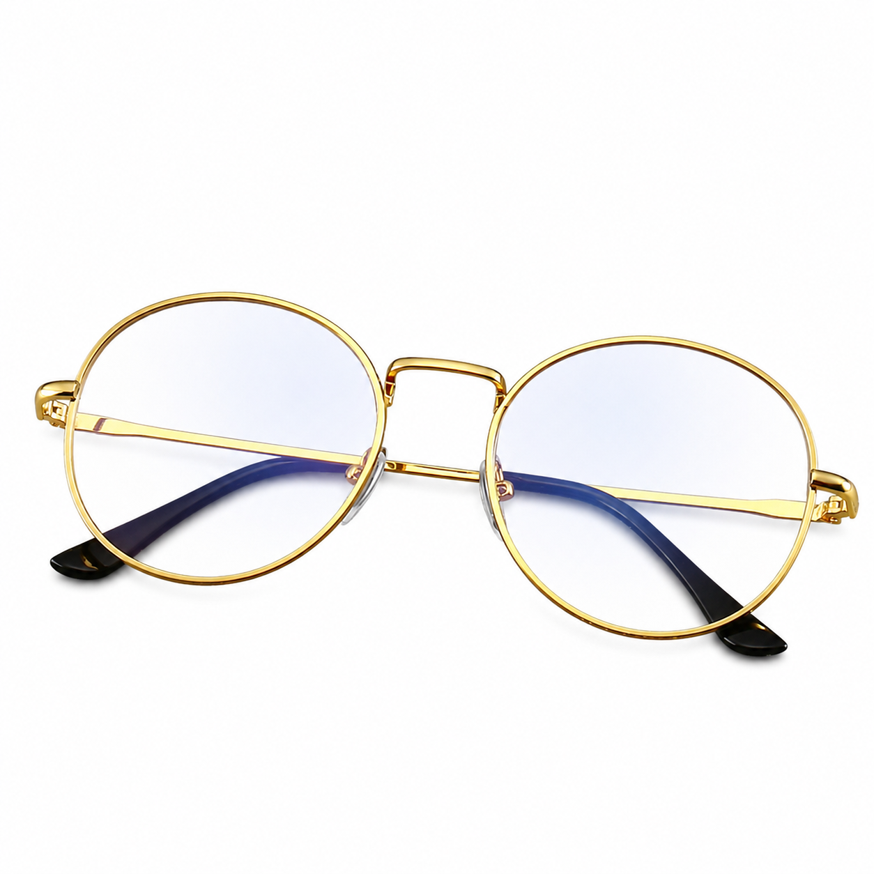 Lunettes anti-lumière bleue rondes en métal – coloris or