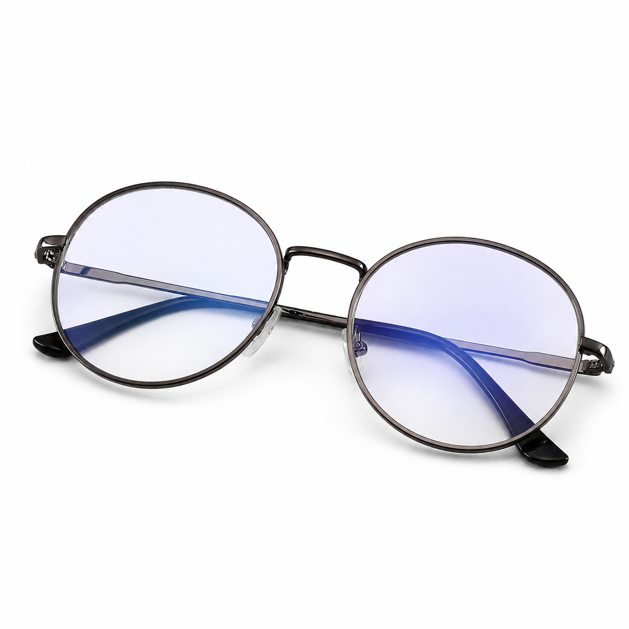 Lunettes anti-lumière bleue rondes en métal – coloris marron