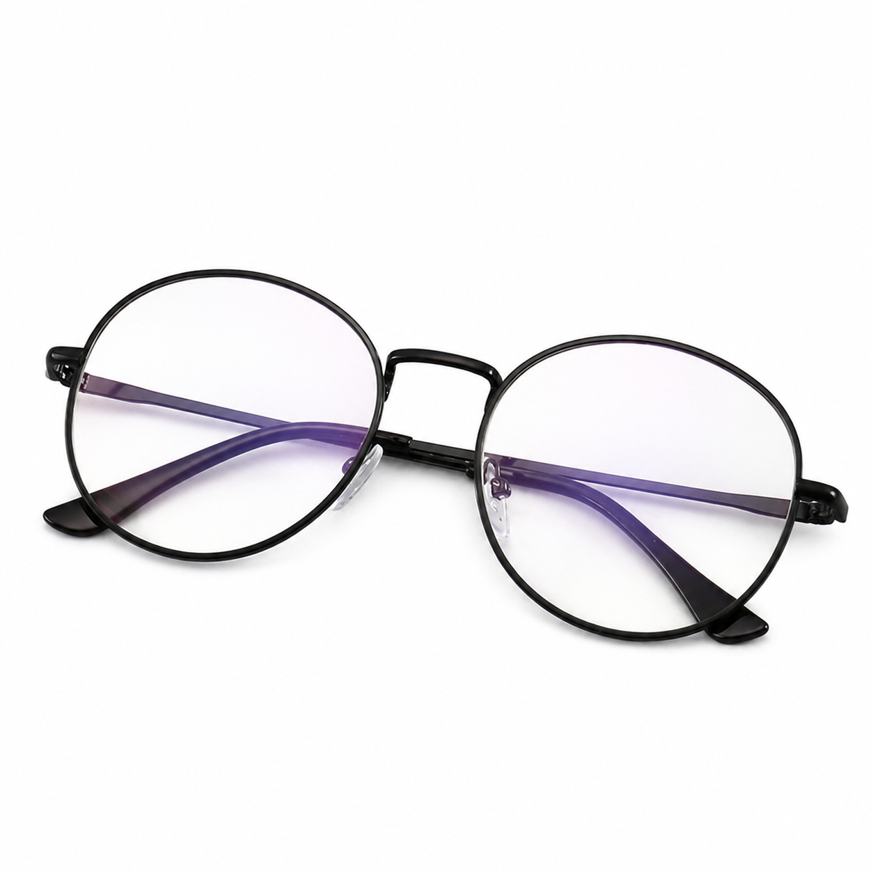 Lunettes anti-lumière bleue rondes en métal – coloris noir