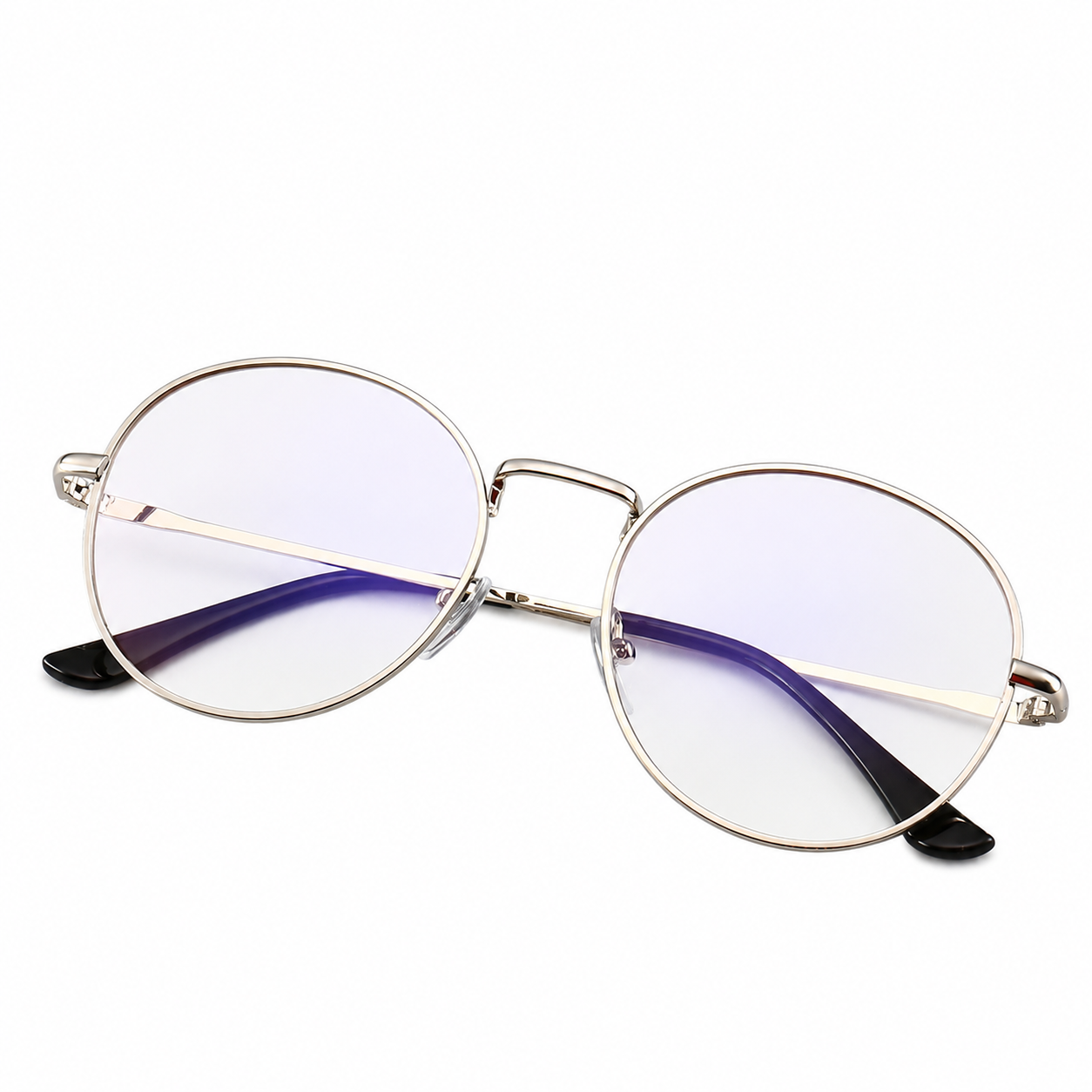 Lunettes anti-lumière bleue rondes en métal – coloris argent
