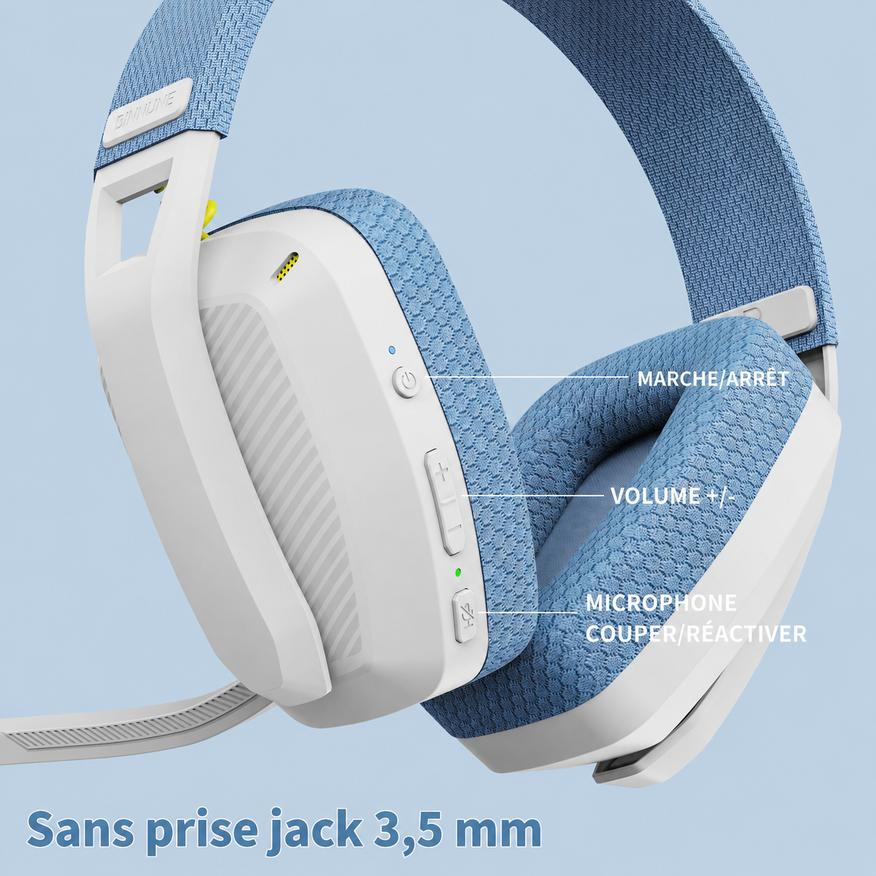 Casque Gaming Sans Fil BW06 – Bluetooth 5.3 + Dongle 2,4 GHz, Léger avec Micro