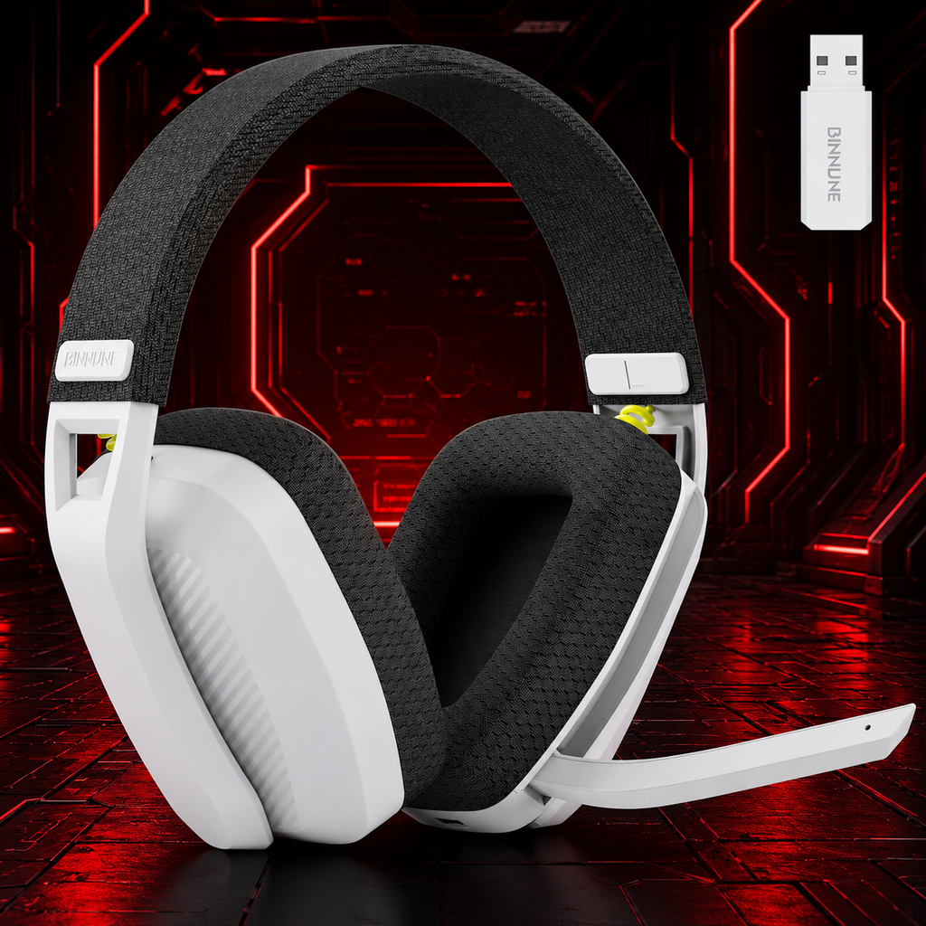 Casque Gaming Sans Fil BW06 – Bluetooth 5.3 + Dongle 2,4 GHz, Léger avec Micro