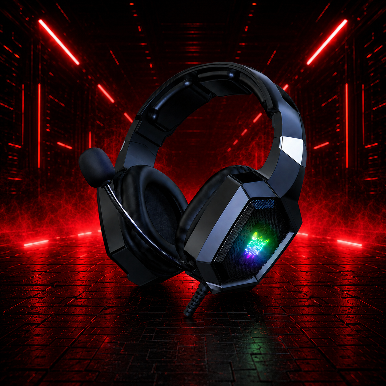Casque Gaming Filaire RGB K8 – Son Stéréo 50 mm, Micro & Coussinets Confort