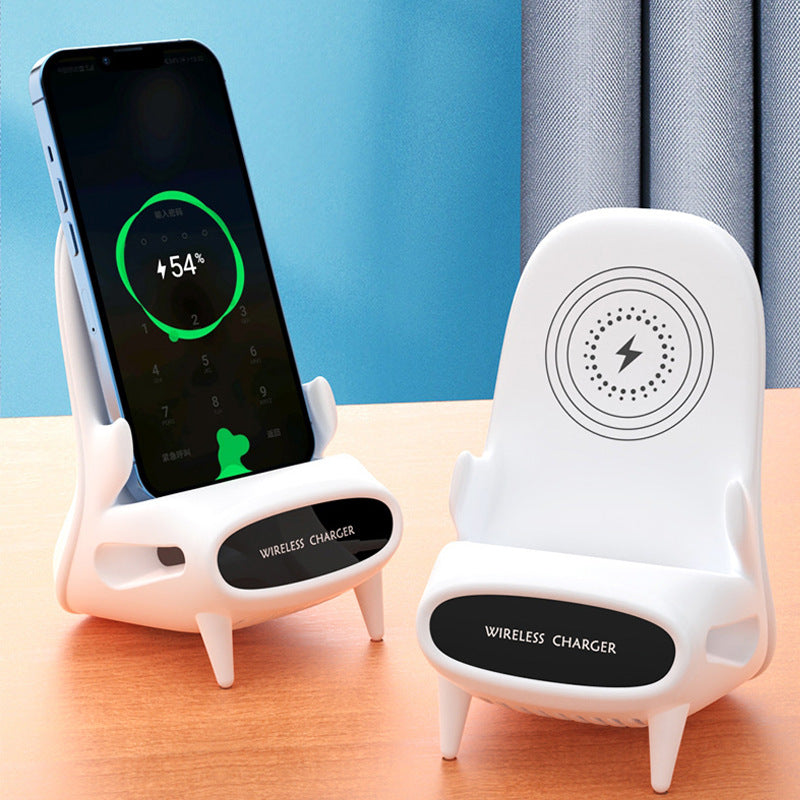 Support téléphone de bureau en forme de mini chaise avec chargeur sans fil 10W