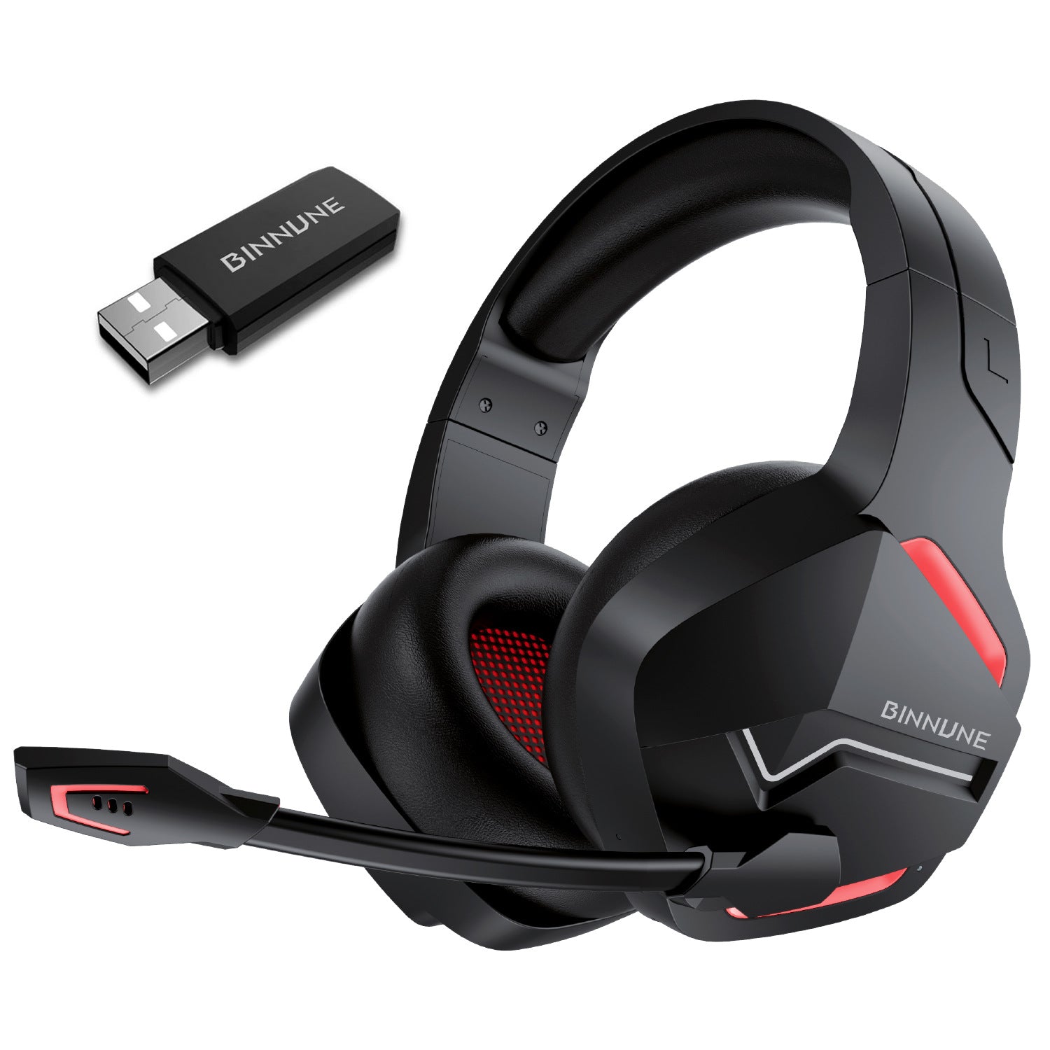 Casque gaming sans fil RGB — dongle USB 2,4 GHz inclus