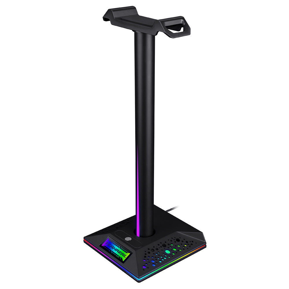 Support casque gaming RGB avec éclairage ambiant et double port USB