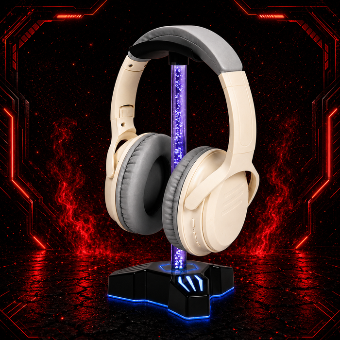 Support casque gaming RGB en forme de tête avec éclairage respirant